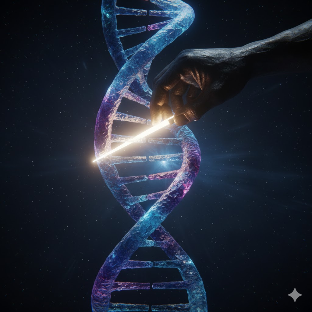 CRISPR-Cas9 प्रणाली की सचित्र व्याख्या: DNA को काटने वाली आणविक कैंची Cas9